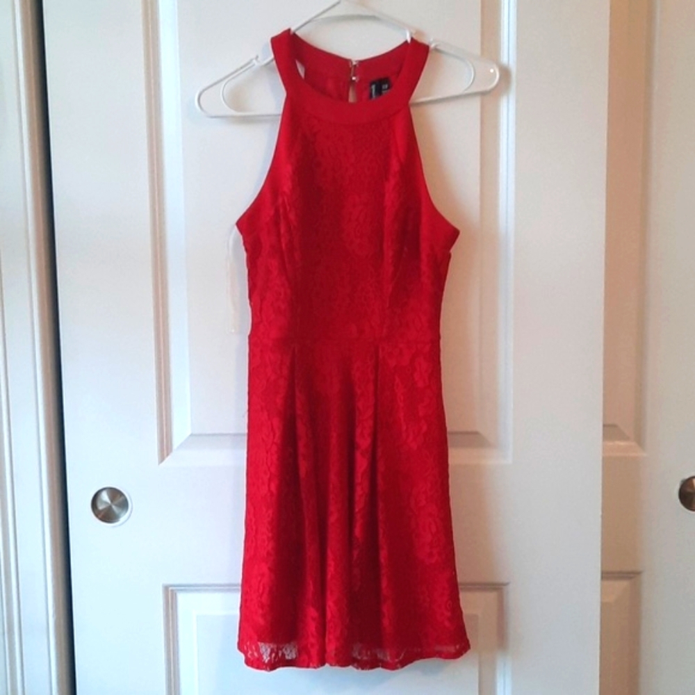 Juniors Sleeveless Red Lace Dress size XS